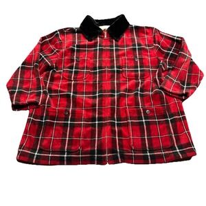 Women's Jones New York Sport Vintage Y2K Full Zip Jacket Soft Size 1x Red Plaid